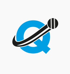 Initial Letter Q Cricket Logo Concept With Moving