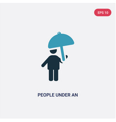 Two Color People Under An Umbrella Icon From