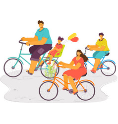 Family Bicycle Ride Children Parents Riding