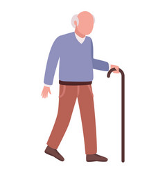 Grandfather Using Cane Walking