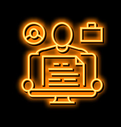 Resume Writer Neon Glow Icon