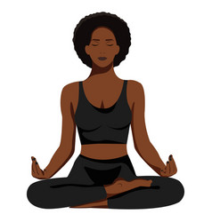 Black Woman Sitting In Yoga Lotus Pose