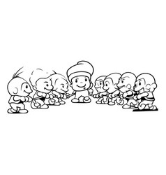 Cartoon Of Group Kids Characters For Coloring