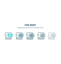 For Rent Icon In 5 Different Style Outline Filled