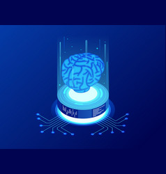 Artificial intelligence flat isometric Royalty Free Vector