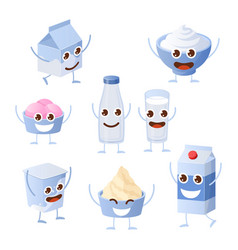 Cute and funny cookie and milk Royalty Free Vector Image