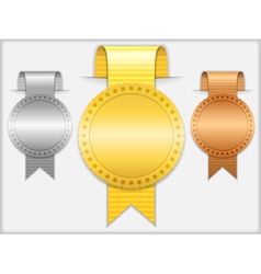 Champion gold silver and bronze award medals Vector Image