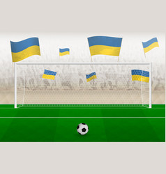 Ukraine Football Team Fans With Flags Of