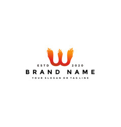 W Letter Logo Fire Design