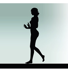 Woman Silhouette With Hand Gesture Push Or Stop