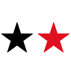 Black And Red Star Icon Set Isolated On White