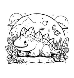 Dinosaur Coloring Page Cute Cartoon Dino