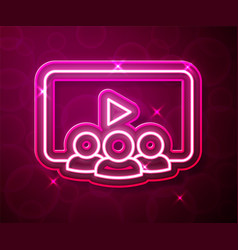 Glowing Neon Line Online Class Icon Isolated On