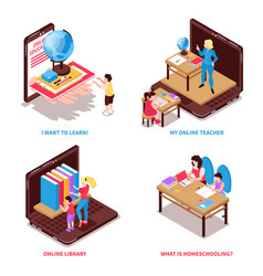 Home Schooling Concept Icons Set