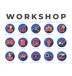 Round Workshop Icon Set Presentation Development