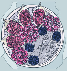 Smoothie Bowl Figs Blackberries Dahlia Flowers