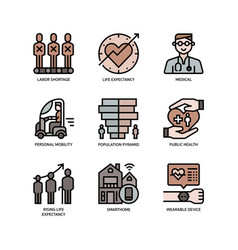 Ageing Society Icons Set