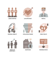 Ageing Society Icons Set