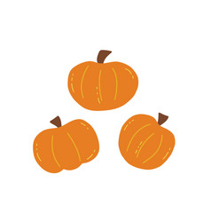 Set Of Pumpkins Doodle Harvesting Isolated Gourd