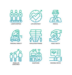 Ageing Society Icons Set