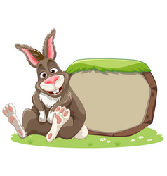 Funny Rabbit With Empty Banner Template