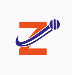 Initial Letter Z Cricket Logo Concept With Moving