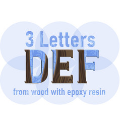 Letters D E And F Made Of Wood And Epoxy Resin