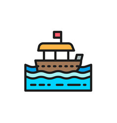 Traditional Thai Tourist Boat Flat Color Line Icon