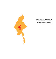 Mandalay State And Regions Map Highlighted