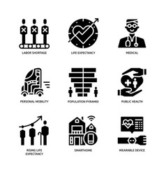 Ageing Society Icons Set