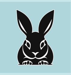 Black Rabbit On Blue Background