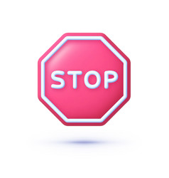 Red Stop 3d Sign On Light Background