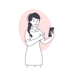 Woman Blogger Character With Smartphone