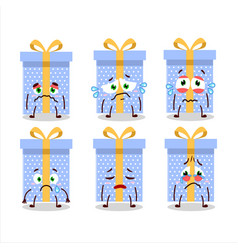 Blue Christmas Gift Cartoon Character With Sad