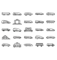 Car Roof Box Icons Set Outline Auto