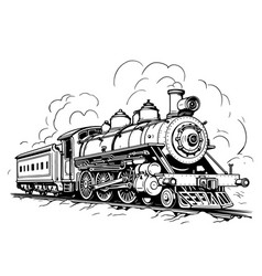 Steam Locomotive Transport Sketch Hand Drawn