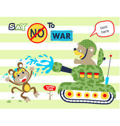 Funny Animals Cartoon Playing With Military