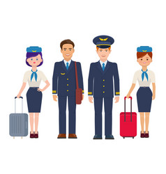 Group Of Pilots And Flight Attendants With Luggage