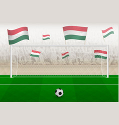 Hungary Football Team Fans With Flags Of