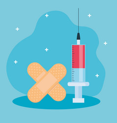 Injection Vaccine With Cure Bands Medicine Icons