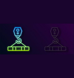 Glowing Neon Line Crane Hook Icon Isolated