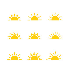 Yellow Half Sun Icon Logo Silhouette