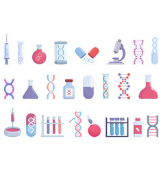 Gene Therapy Icons Set Cartoon Science