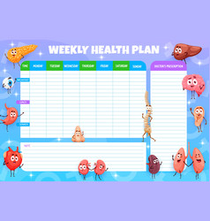 Weekly Medication Schedule Cartoon Human Organs