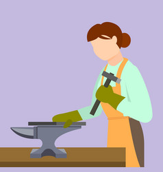 Woman Blacksmith Icon Flat Style