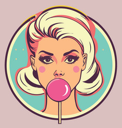 Attractive White Girl Sucking A Pink Lollipop