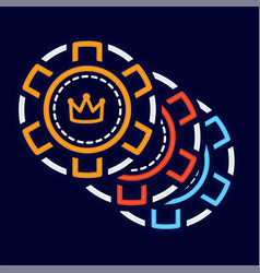 Group Of Colored Casino Roulette Coin Icon Neon