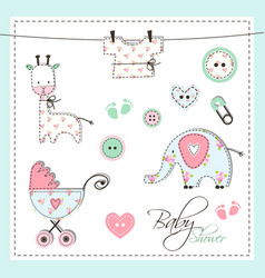 Baby Boy And Girl Shower Design Elements