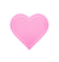 Denim Pink Heart Shape With Seam Torn Jean Patch