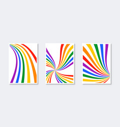 Rainbow Sunburst And Path Prints Set Abstract